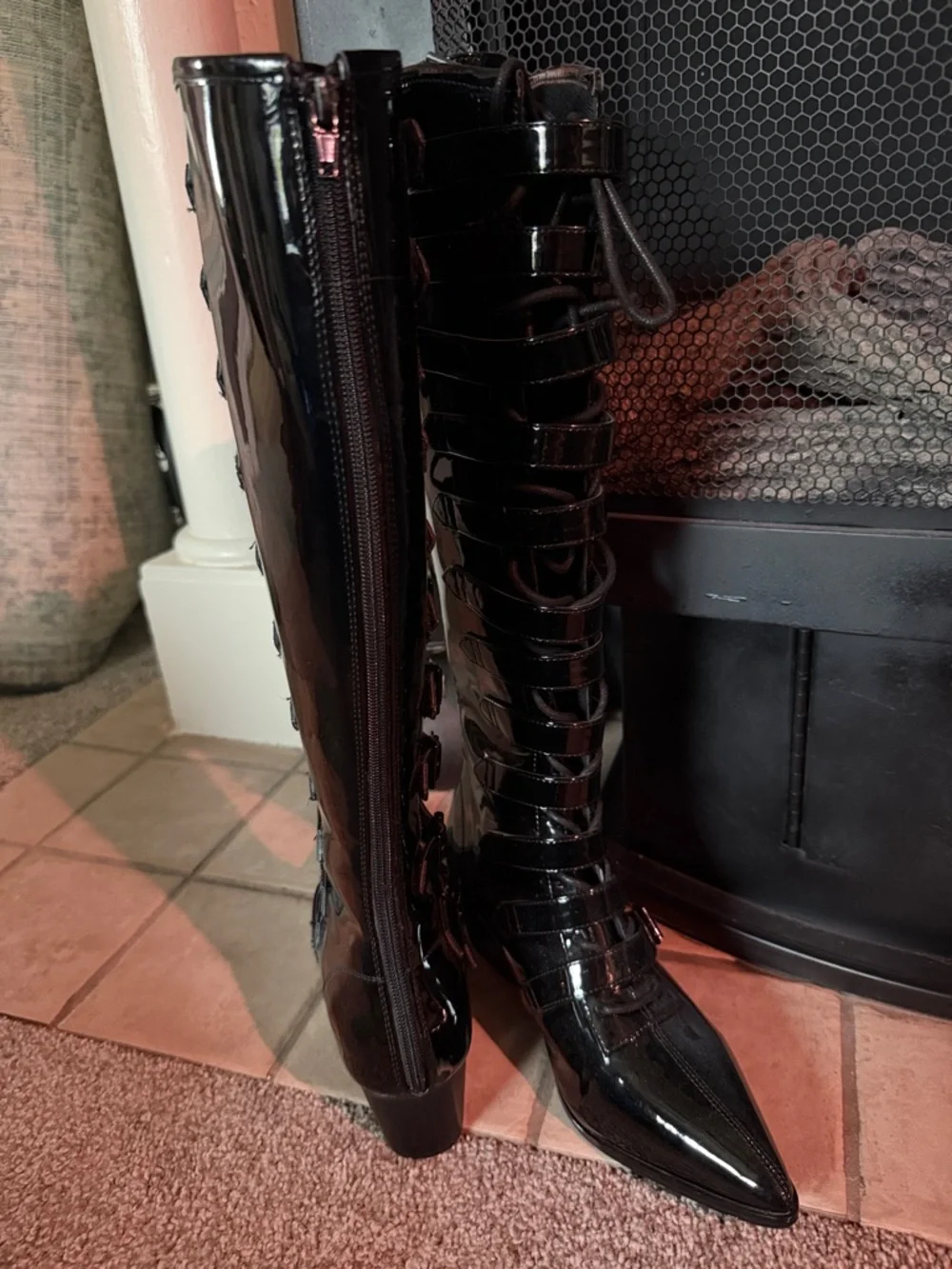 Strange Cult Black Knee-High Buckle Boots - Picture 3 of 3